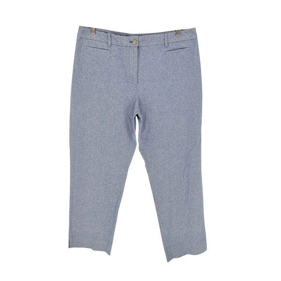 Talbots Pants - Talbots Ankle Pants Womens 12 Blue Chambray Cotton Casual Straight Leg